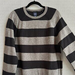 GAP | Oversized Striped Crewneck Sweater – Black & Gray | Size L (Unisex Fit)